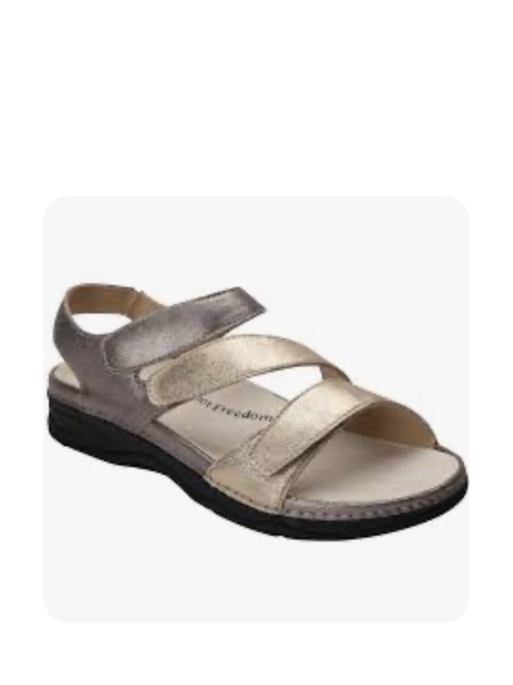 Barefoot Freedom Angela Silver Gold metallic  leather Orthotic Sandal 8.5 WW